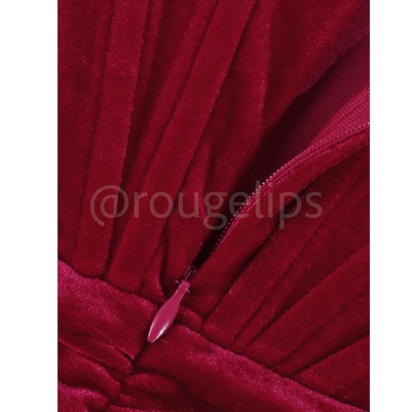 Corset Top Velvet Bodycon Mini Dress Red Sweetheart Decollete Ruched - Picture 15 of 16